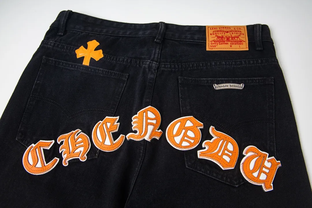 P210 💰 Chrome Hearts & CH city limited series Sanskrit cross patch patchwork leather jeans need to be washed and then disassembled and hand-stitched with sheepskin cross leather and then spliced ​​together to complete. The whole piece requires too much craftsmanship to explain. The texture can be seen in the hand, and it looks good. The styles with different washed textures are very friendly to people with thin legs and thick legs. The straight version is very flattering to the leg shape. The moderate length is timeless and can be matched easily and casually. It is the basic styling foundation for various styles and is a must-have in the wardrobe! The fabric is stiff but also makes the upper body soft without losing texture. The washing process is even more perfect. It is a must-have item for everyone! ! ! Washed wheat, hang tag, pants label, three labels are complete, the upper body effect is particularly stiff and stylish, super stylish, same style for men and women - Color: Size: 28 30 32 34 36